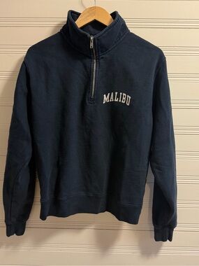 John Galt Malibu Quarter Zip Sweatshirt Navy Blue Size S